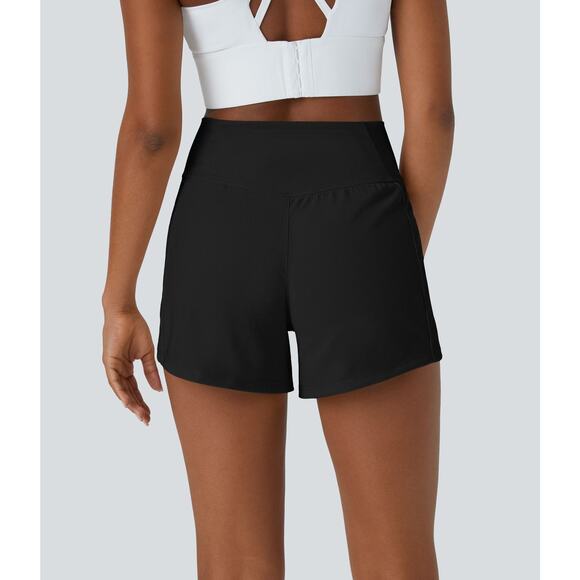 Halara Shorts Patitoff Crossover Side Pocket Ribbed Black Size Small NEW - Picture 2 of 8